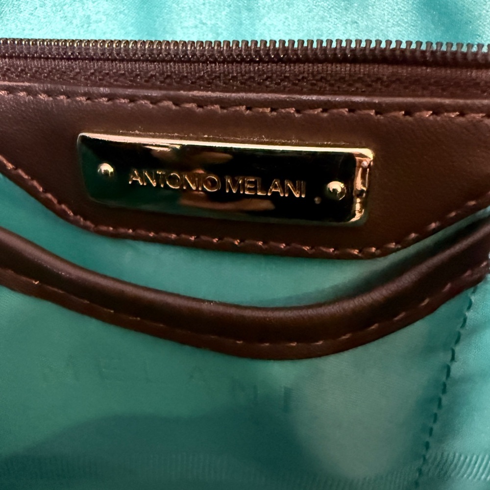 Antonio Melani -Cream Canvas & Brown Leather Tote Bag - Picture 8 of 11